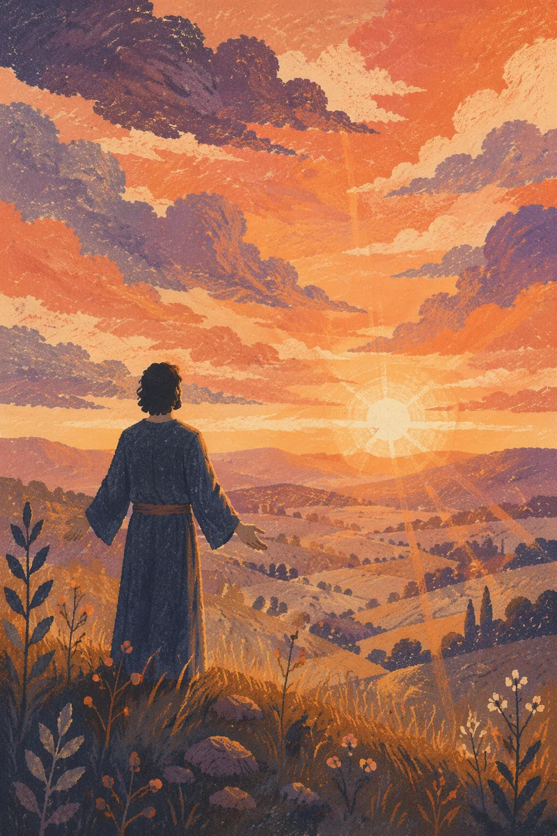 Prayerful Silhouette on Sunset Ridge