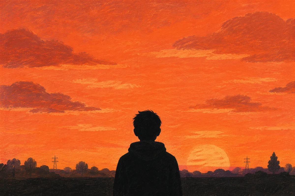 Dramatic Silhouette at Orange Sunset