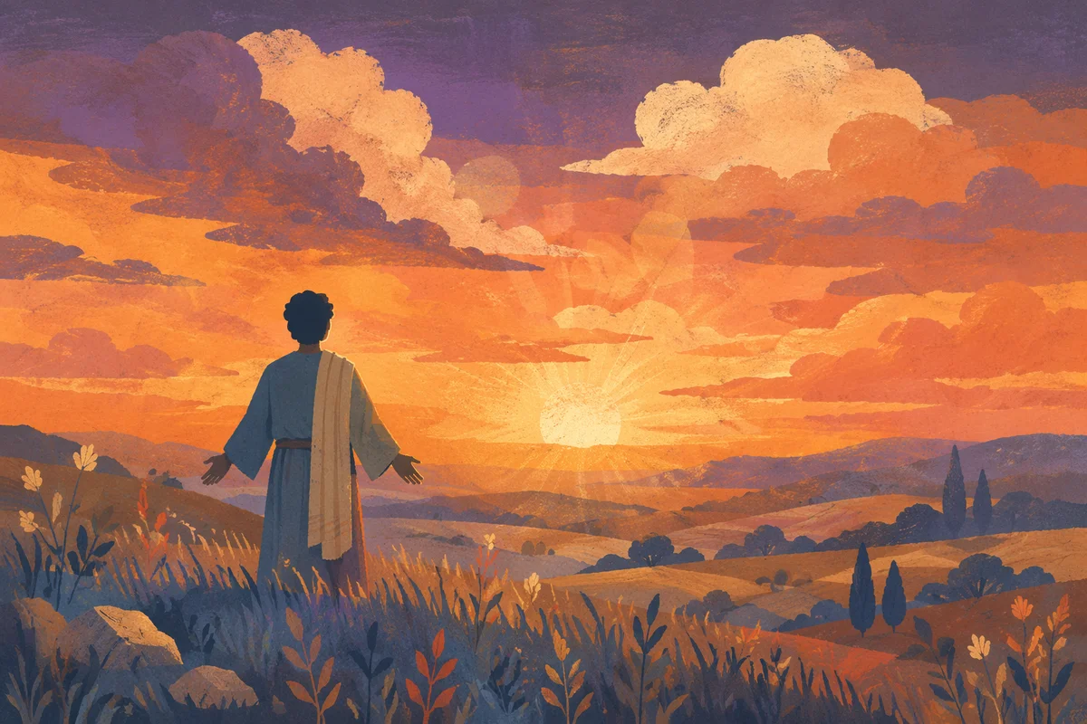 Prayerful Silhouette at Dramatic Sunset Ridge