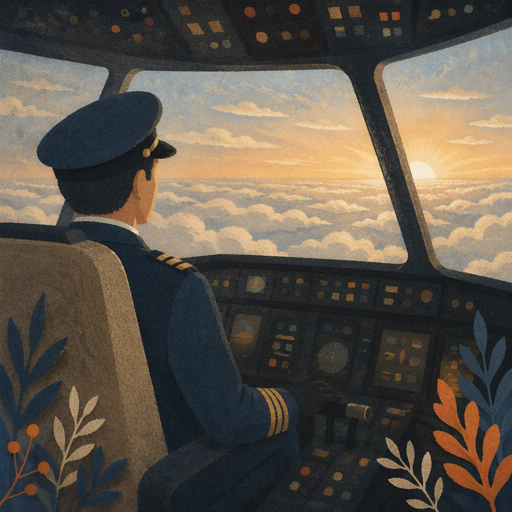 Pilot Above Clouds at Sunrise