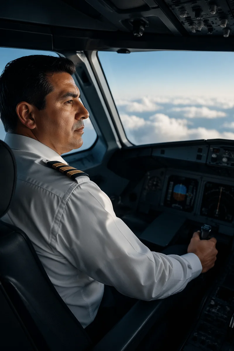 Pilot in Airplane Cockpit by Window