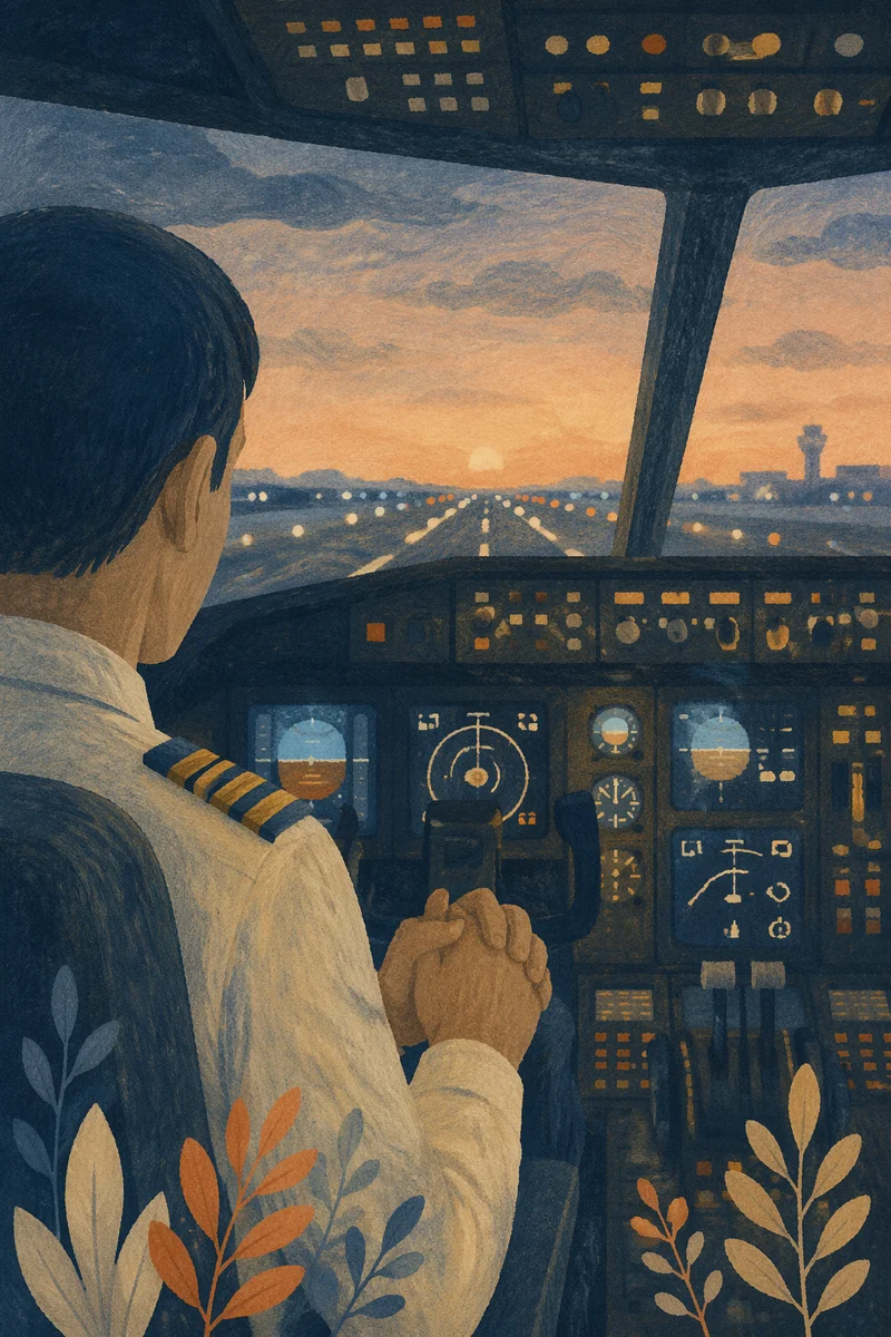 Pilot in Quiet Prayer Before Flight