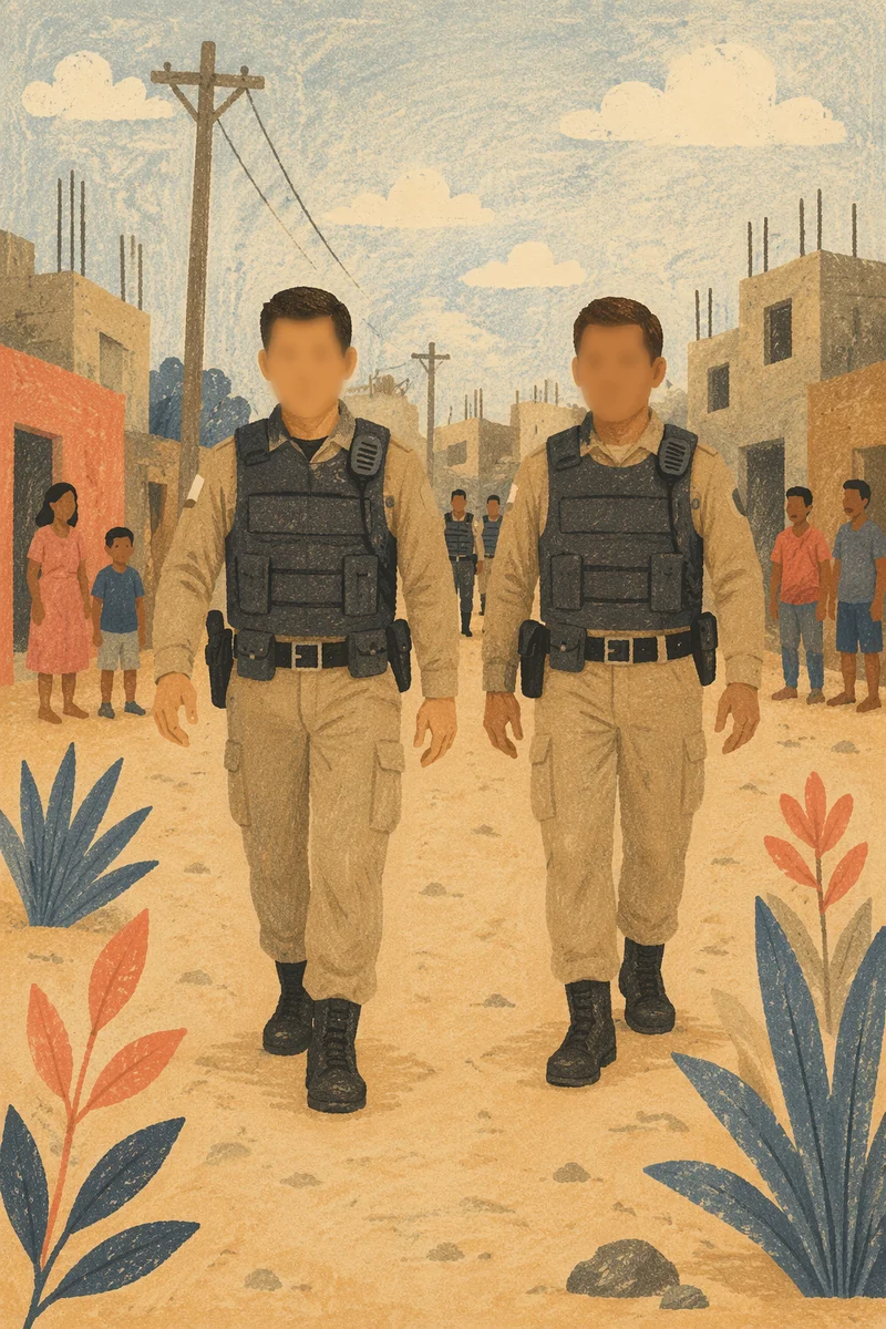 Police Officers Patrolling Neighborhood Street