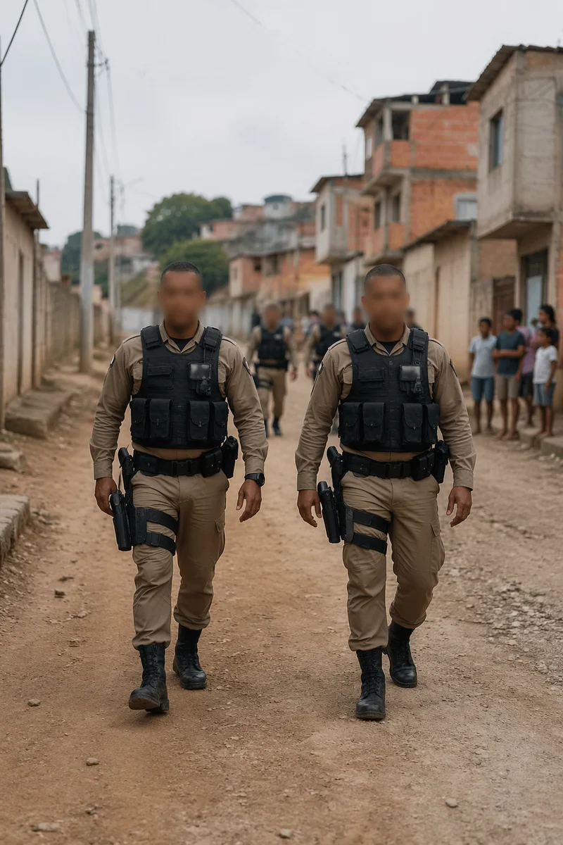 Police Officers Patrolling a Neighborhood Street