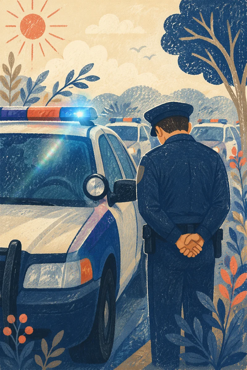 Police Officer in Quiet Morning Prayer
