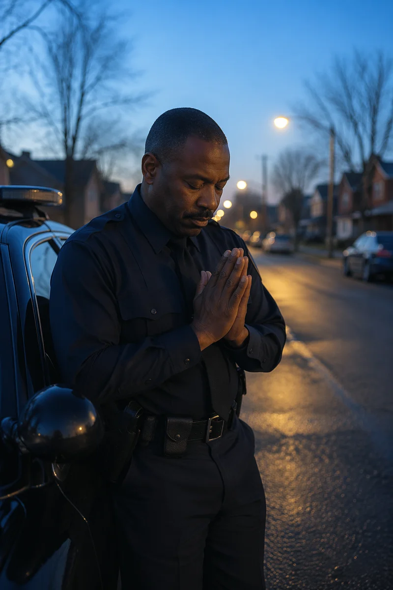 Police Officer in Dawn Prayer