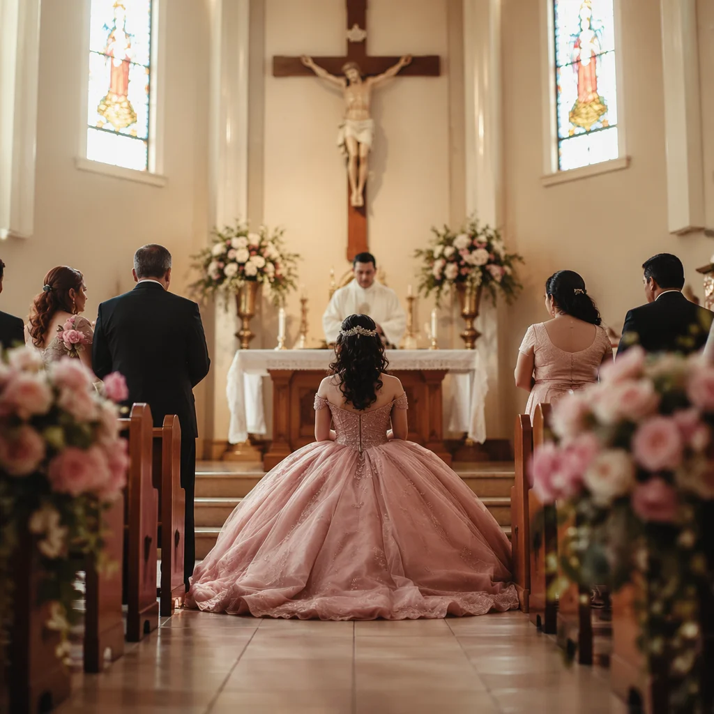 Quinceañera Church Blessing in Morning Light