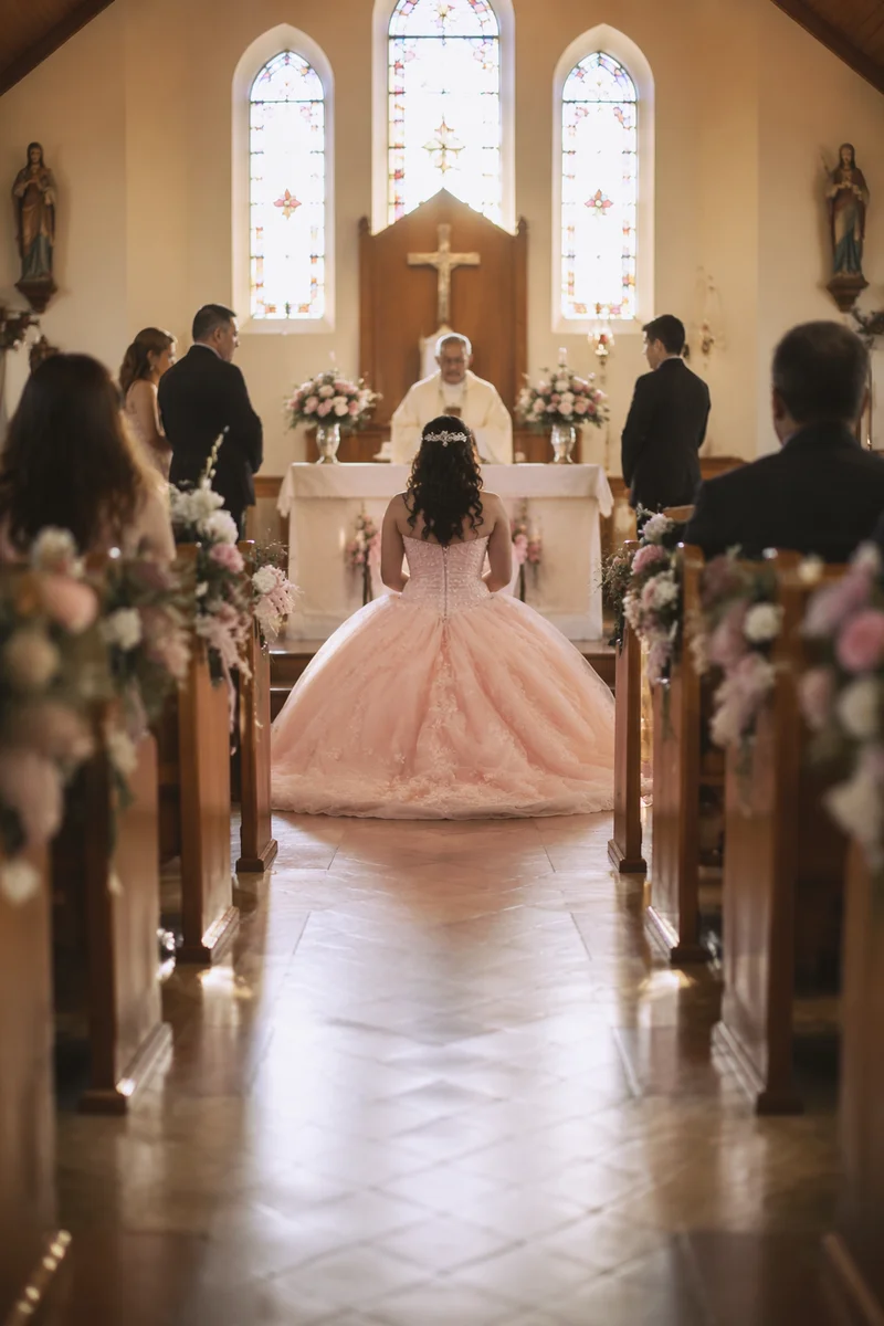 Quinceañera Church Blessing in Morning Light