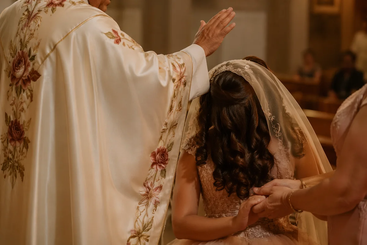 Quinceañera Church Blessing with Family Support