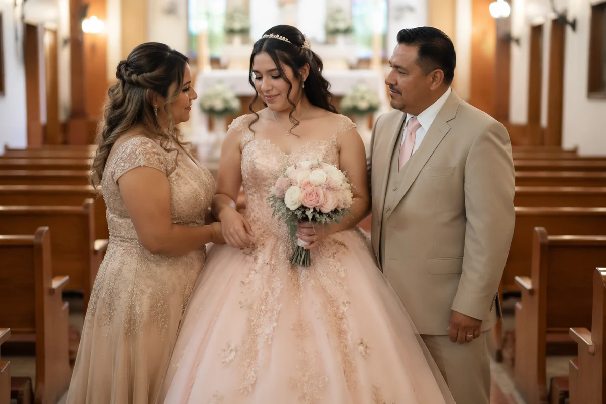 Quinceañera Blessing with Parents in Church