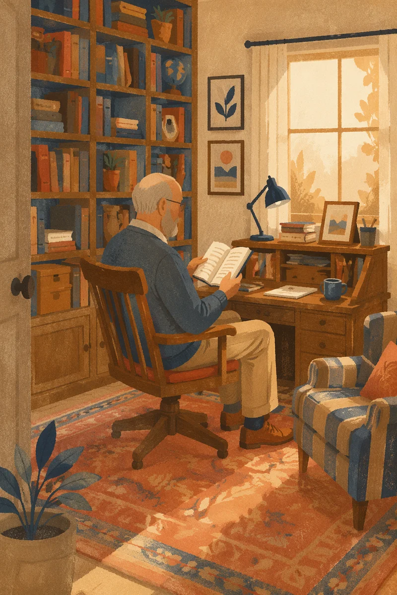Retired Pastor Studying Scripture at Home