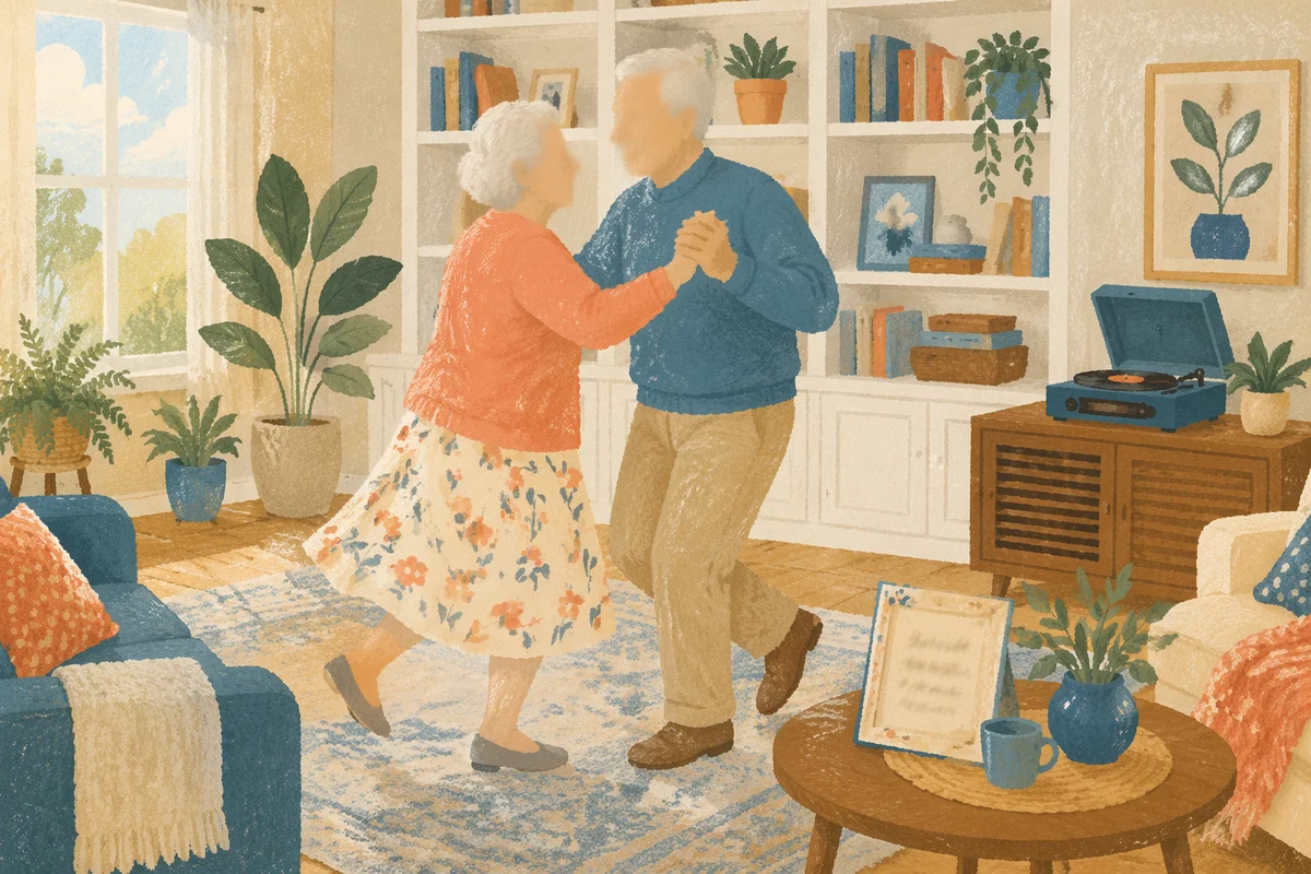 Joyful Senior Couple Dancing at Home
