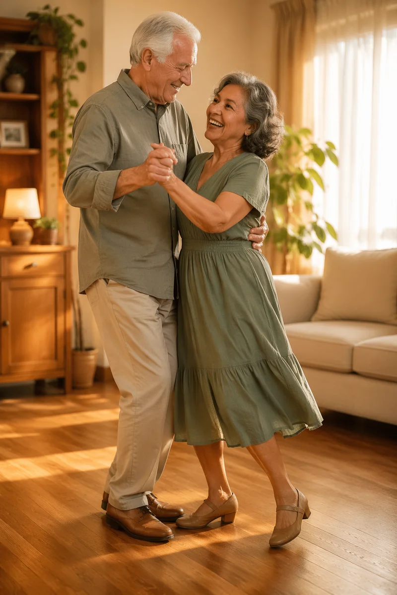 Joyful Senior Couple Dancing at Home