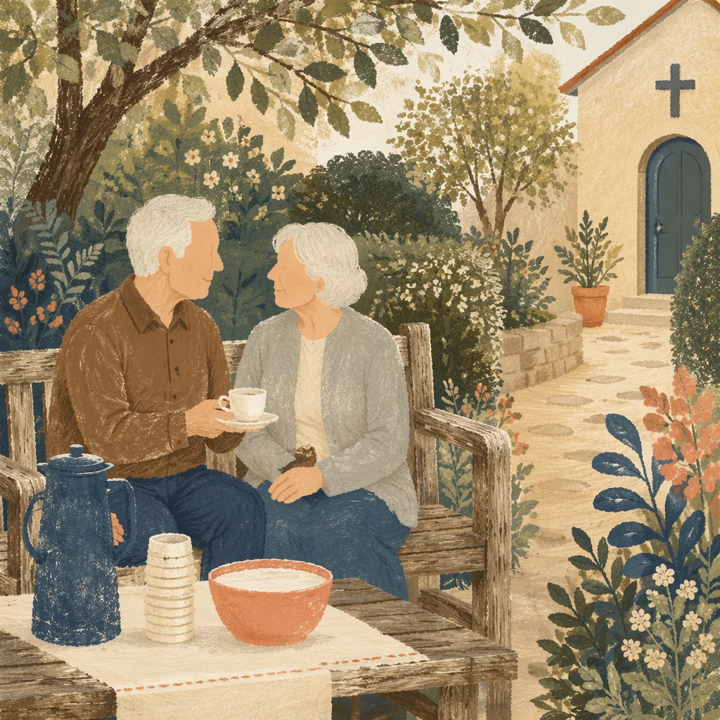 Senior Couple Serving in Church Garden