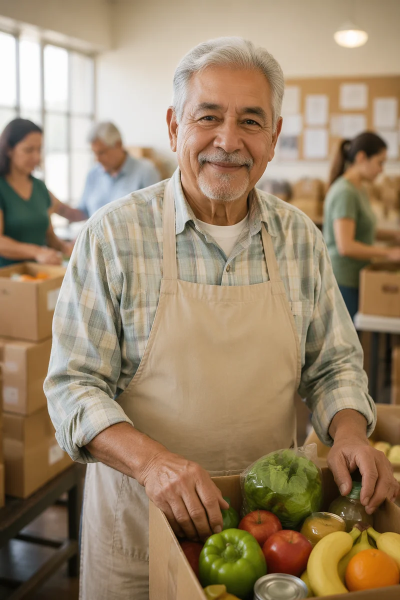 Senior Volunteer at Food Donation Center