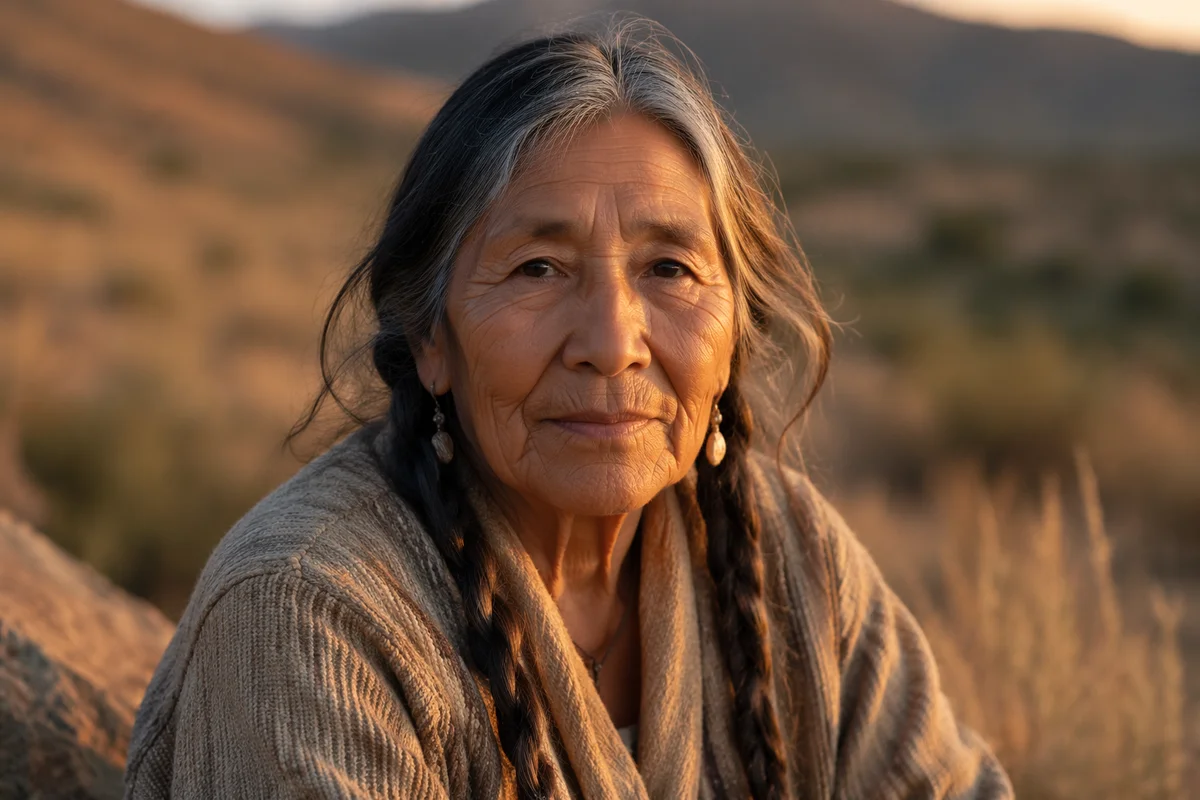 Elderly Native American Woman at Golden Hour