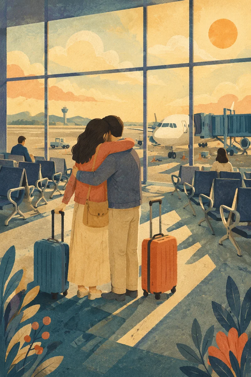 Siblings Reunion Hug at Airport Arrival