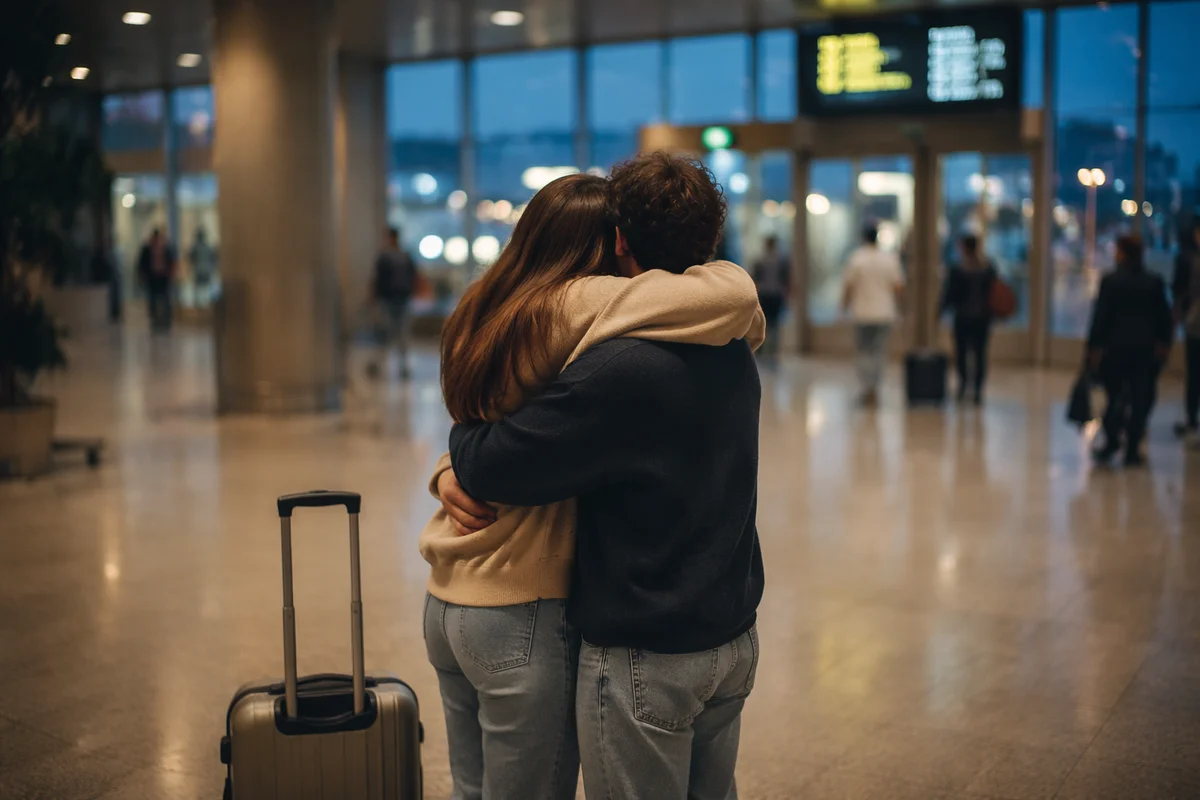 Siblings Reunion Hug at Airport Arrival