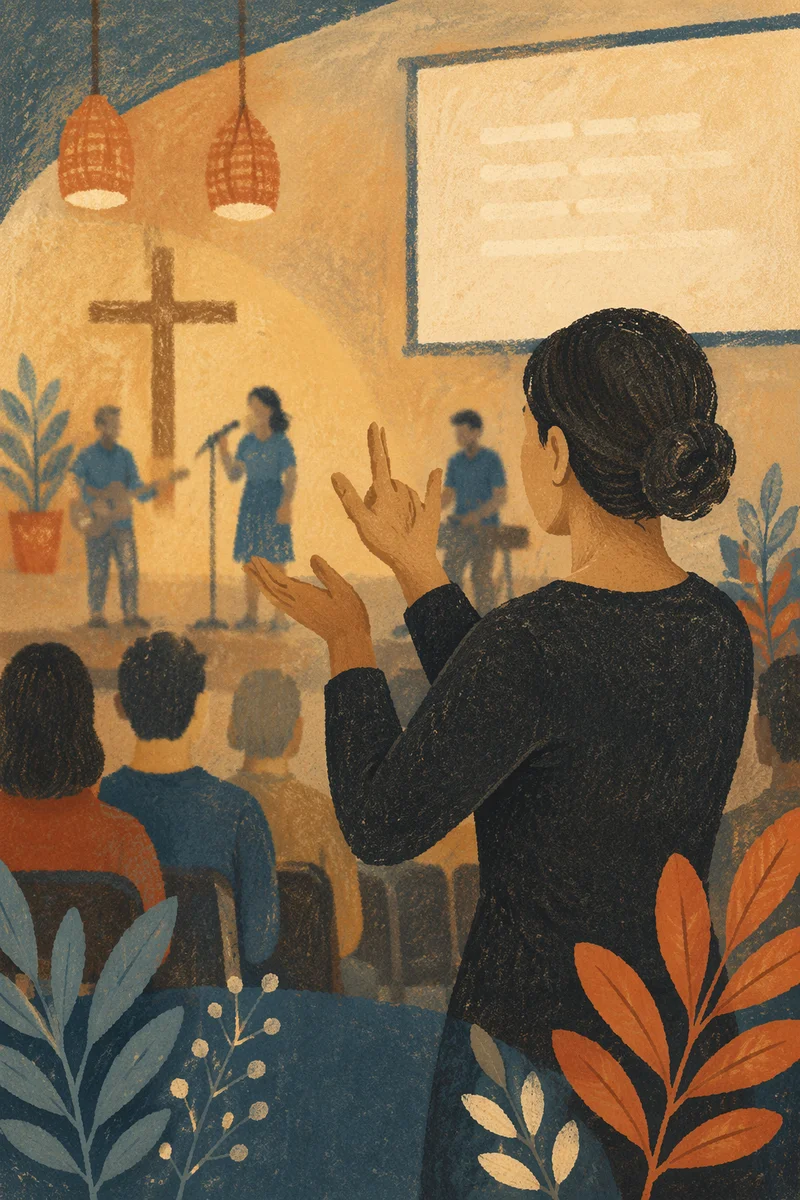 Sign Language Interpreter on Church Stage