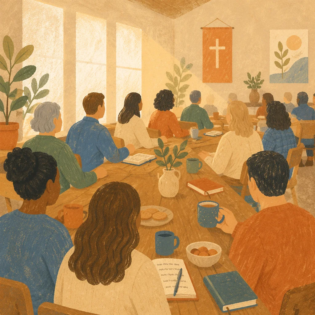 Warm Single Adult Fellowship Around Table