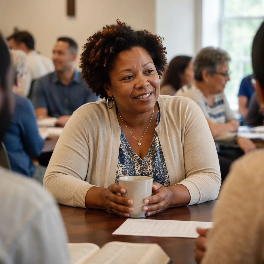 Woman at Community Gathering Table