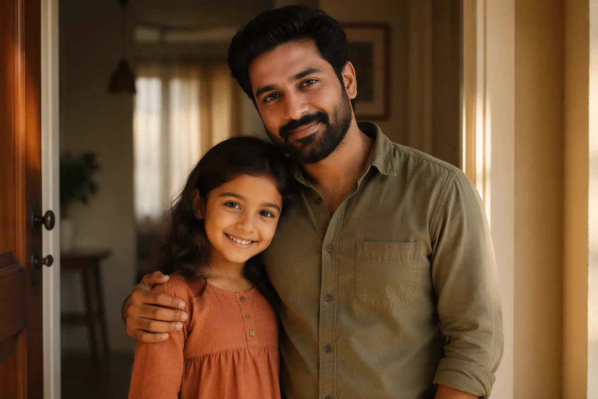 South Asian Father and Daughter Portrait