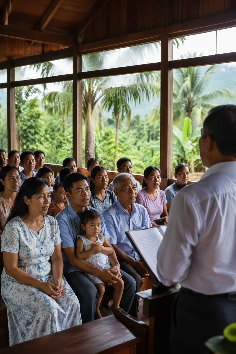 Southeast Asian Church Service in Tropical Chapel