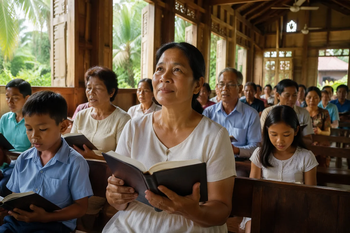Southeast Asian Church Service in Tropical Chapel