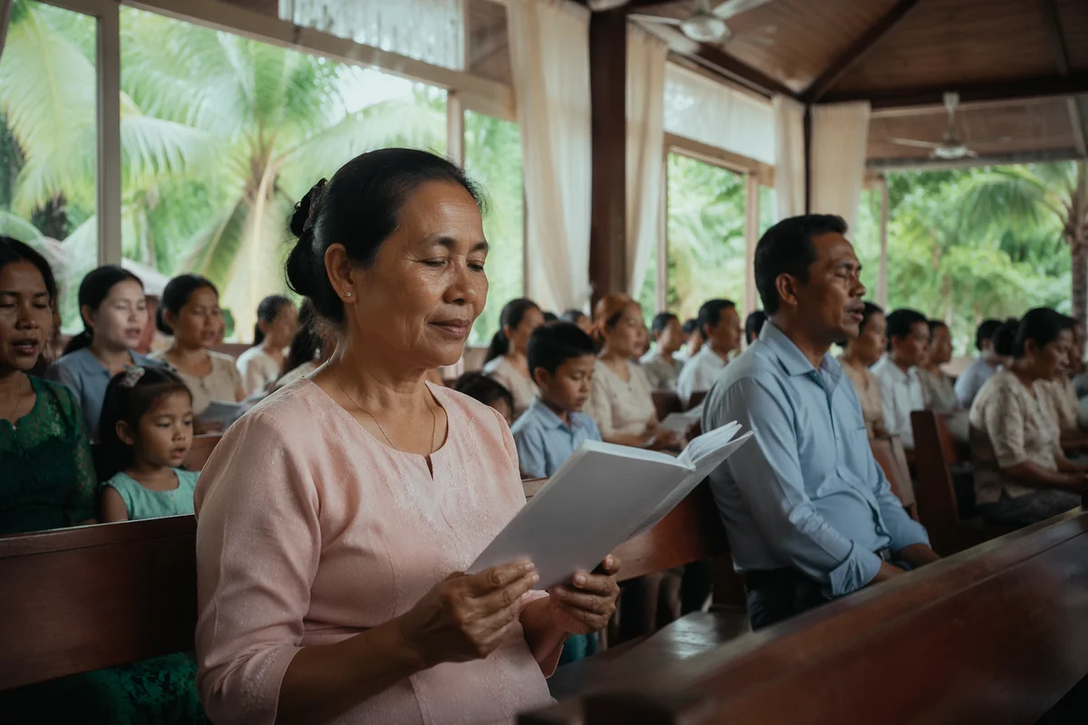 Southeast Asian Church Service in Tropical Chapel