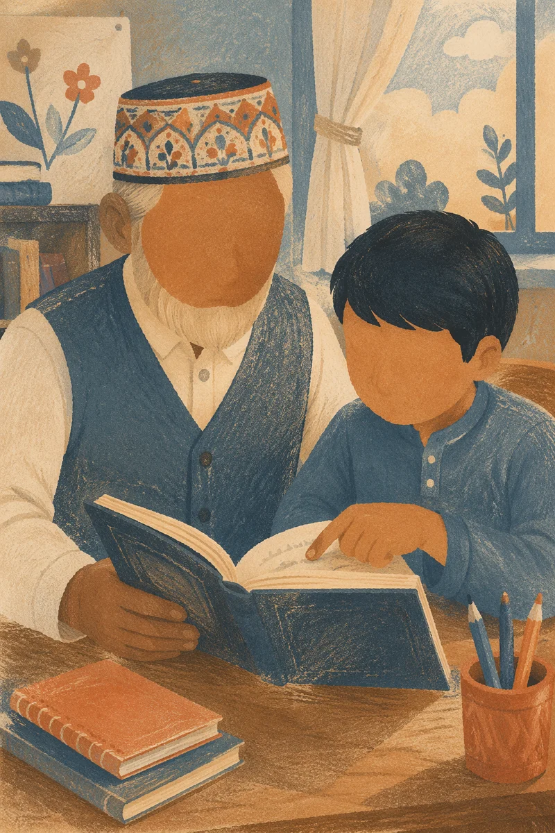 Teacher Guiding Student Reading in Classroom