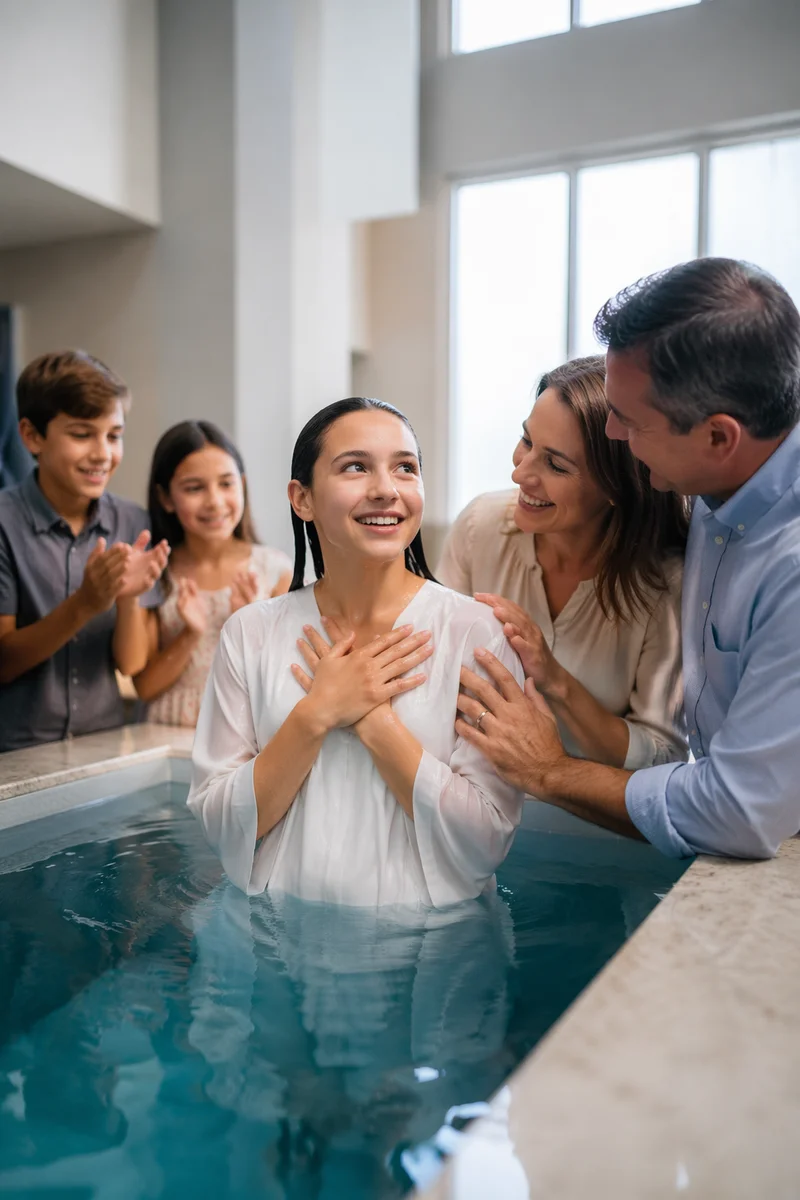Teen Baptism Celebration With Family Indoors