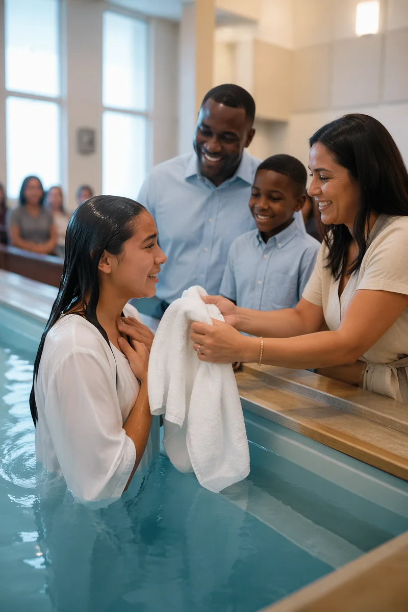 Teen Baptism Celebration with Family Indoors
