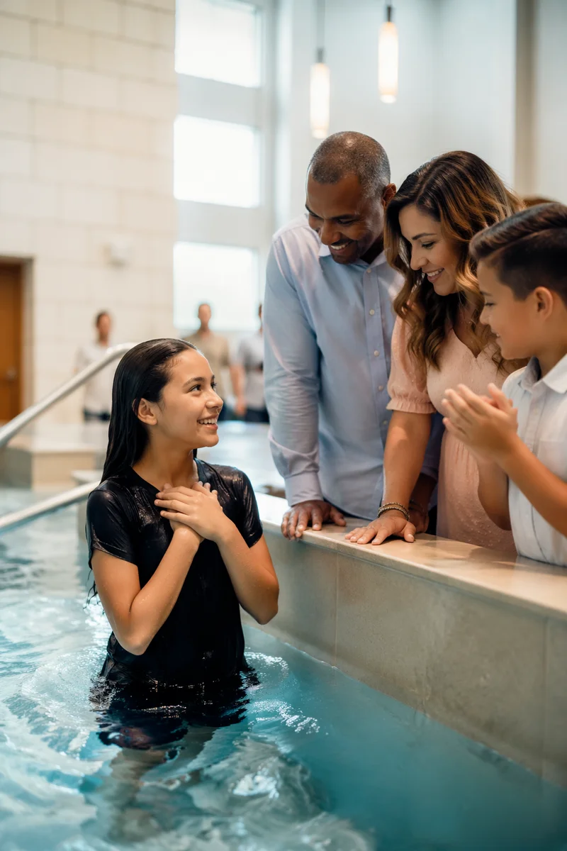 Teen Baptism Celebration with Family Indoors