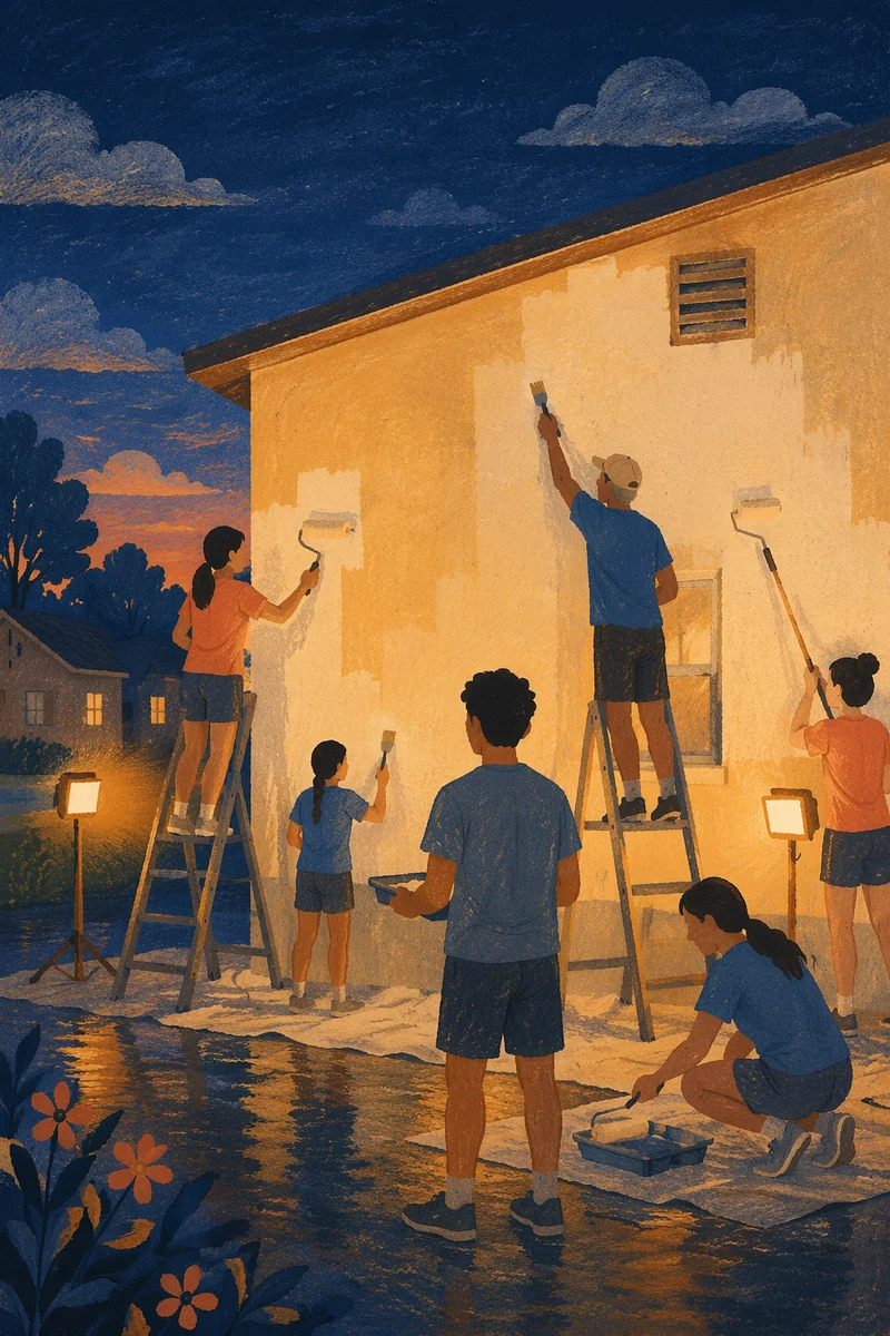 Teen Mission Trip Painting at Blue Hour