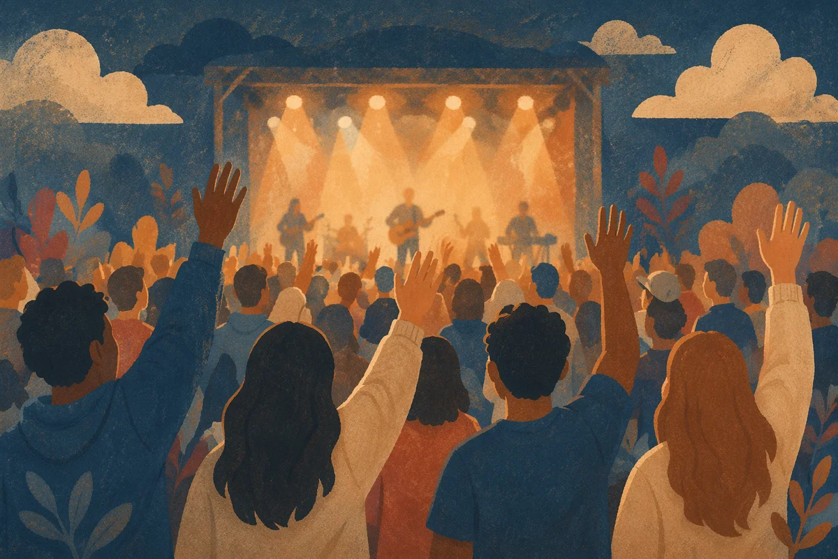 Raised Hands in Concert Crowd