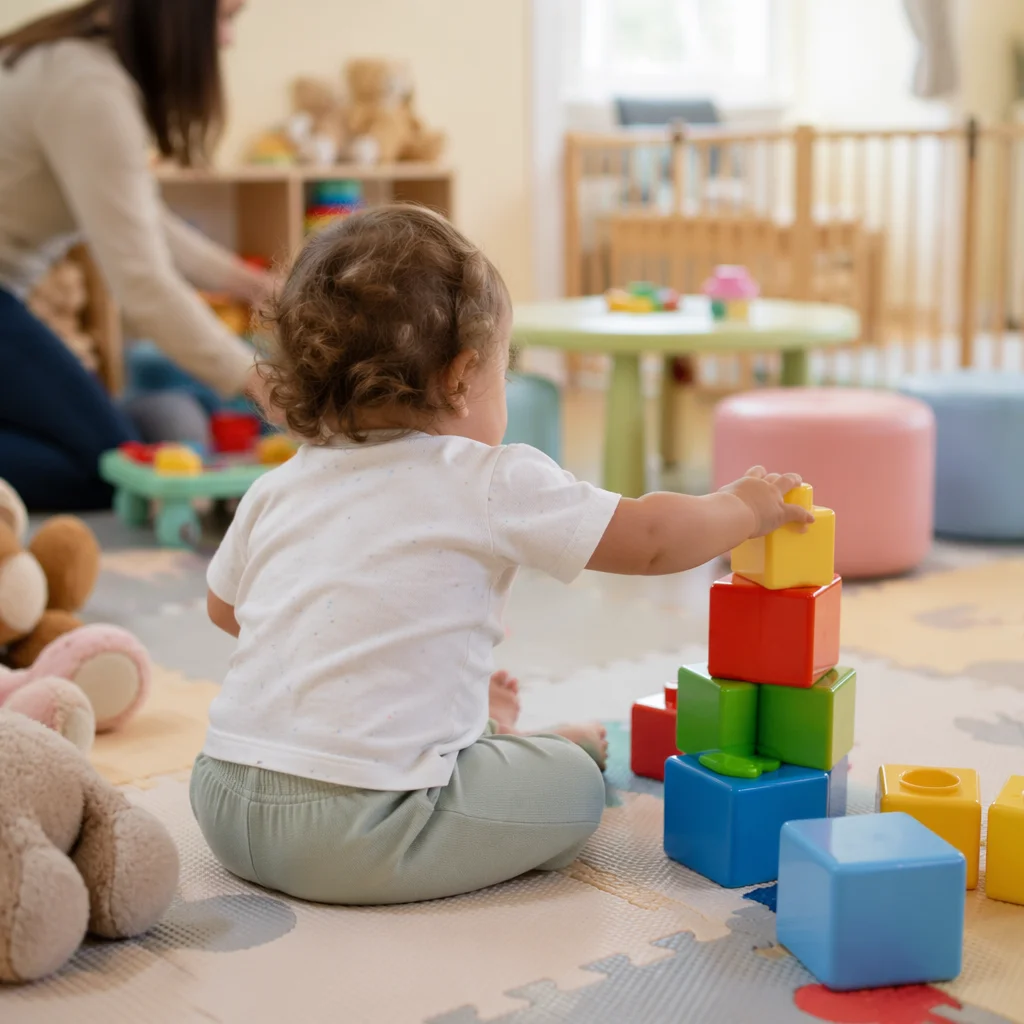 Toddler Playing Safely in Church Nursery