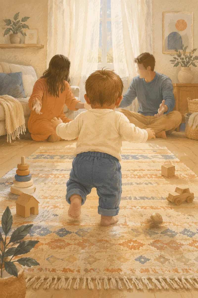 Toddler First Steps in Warm Family Home