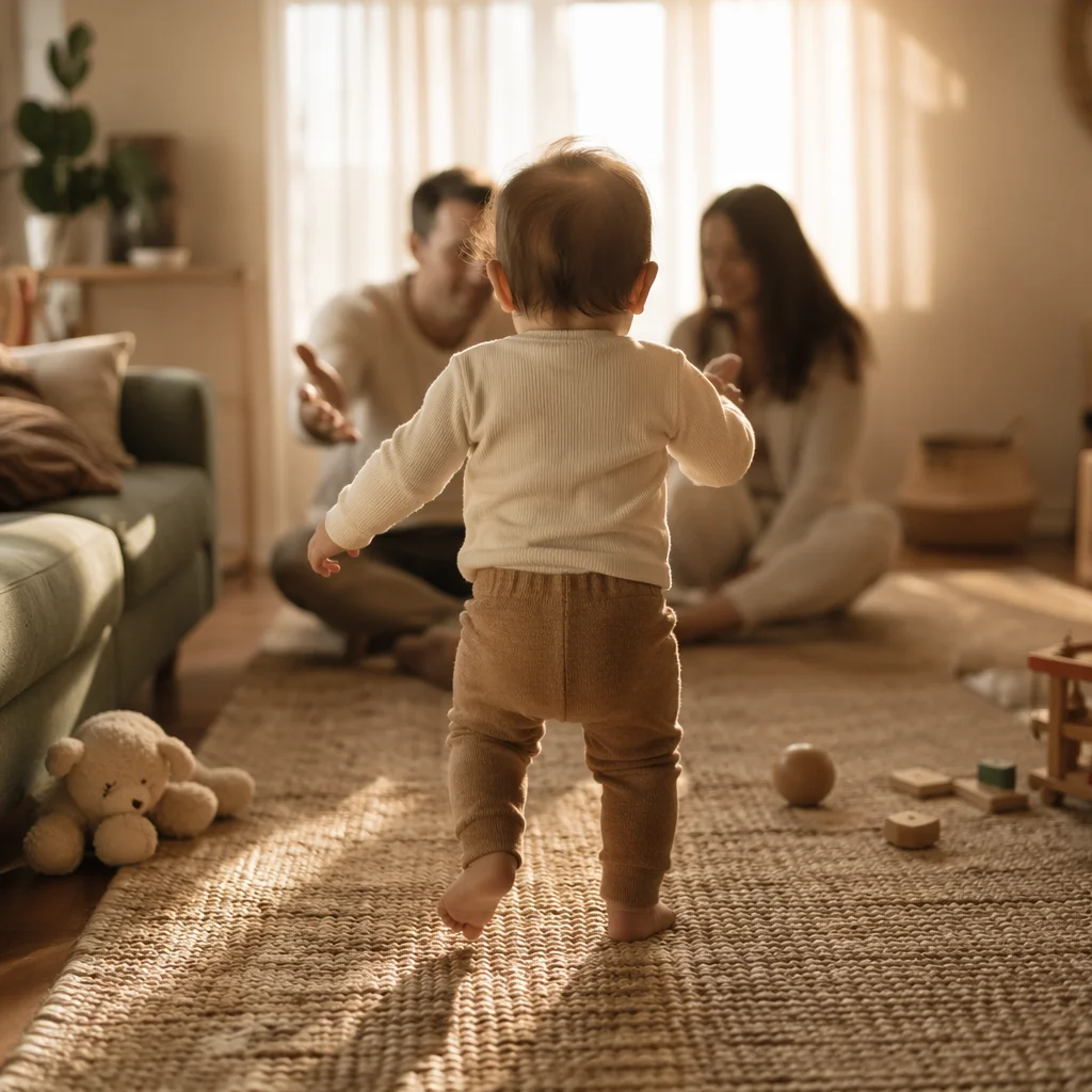 Toddler First Steps Toward Waiting Parents