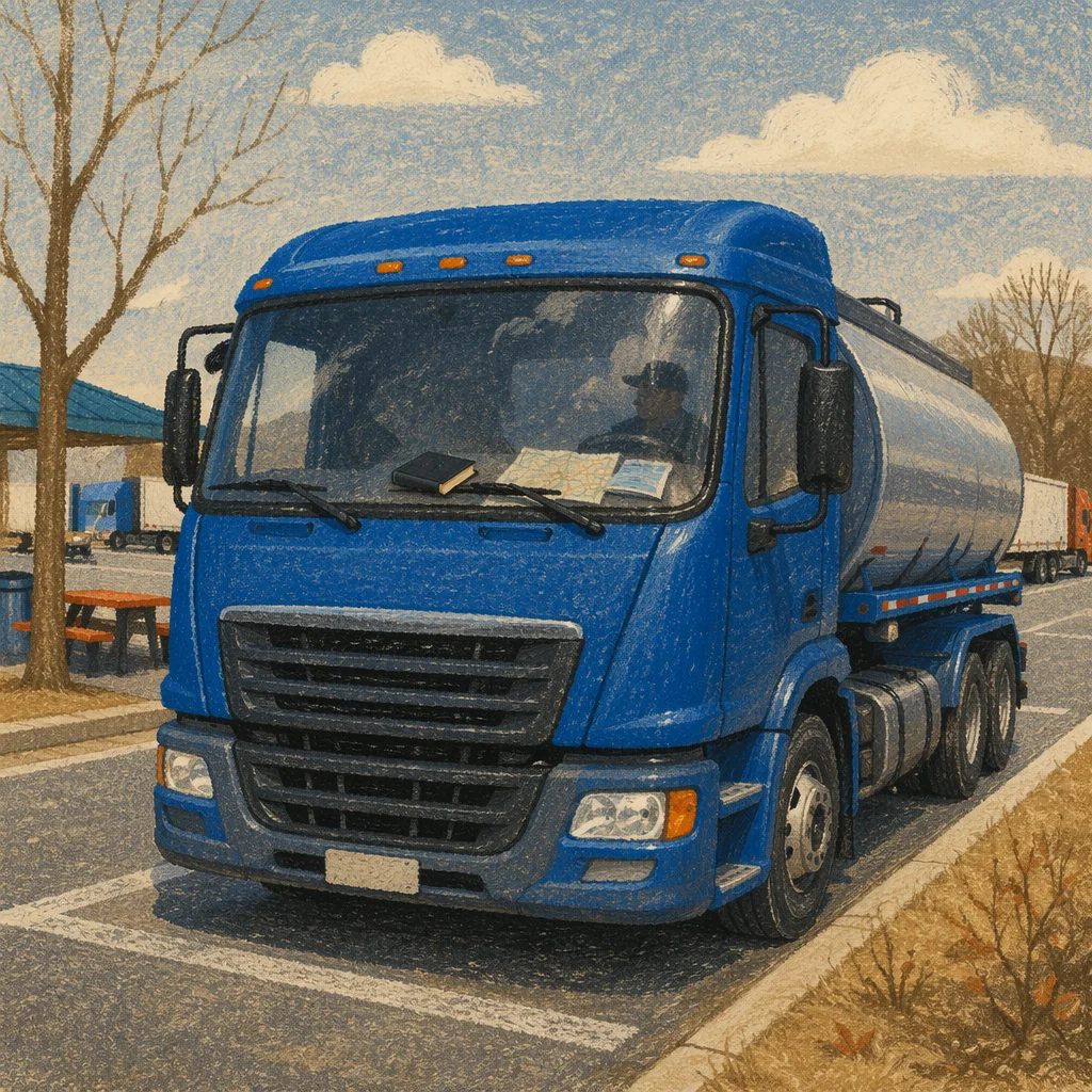 Blue Tanker Truck with Bible Dashboard