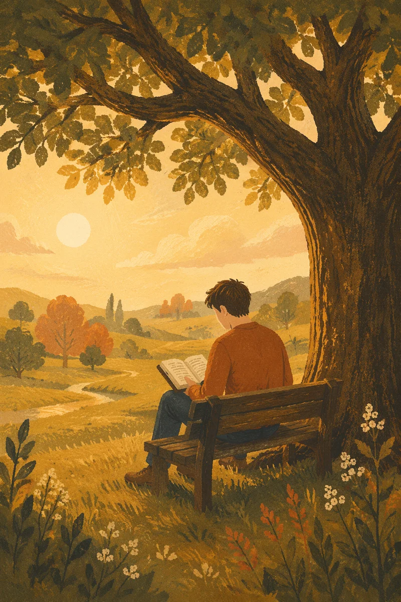 Young Adult Reading Bible on Park Bench