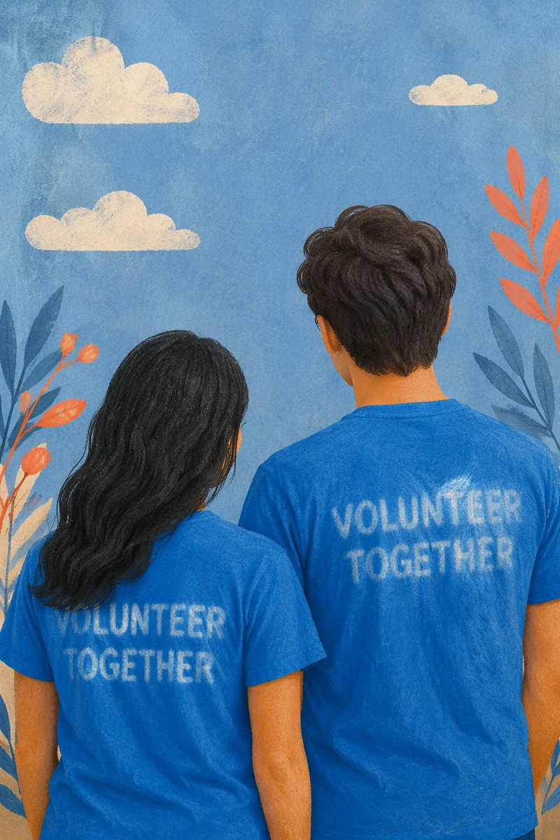 Community Volunteer Team in Matching Blue Shirts