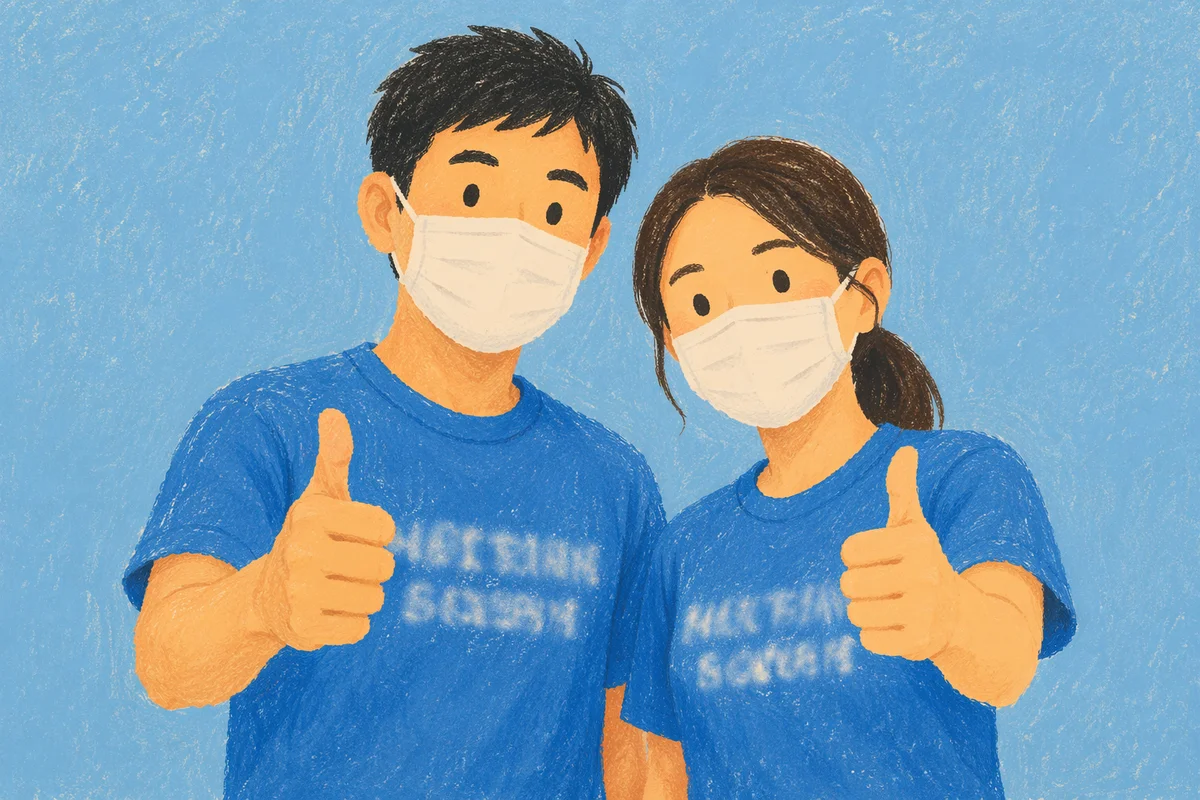 Volunteer Team in Matching Blue Shirts