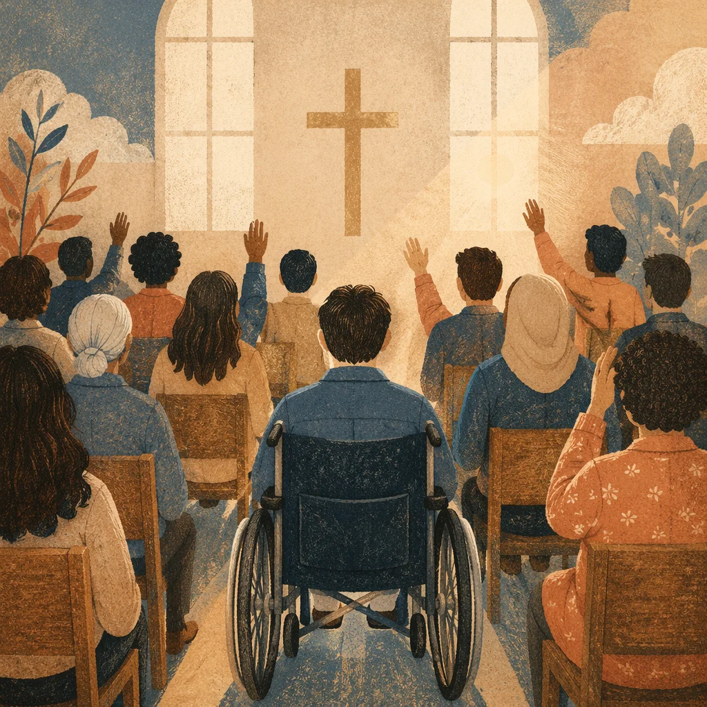 Wheelchair User in Church Sanctuary Worship