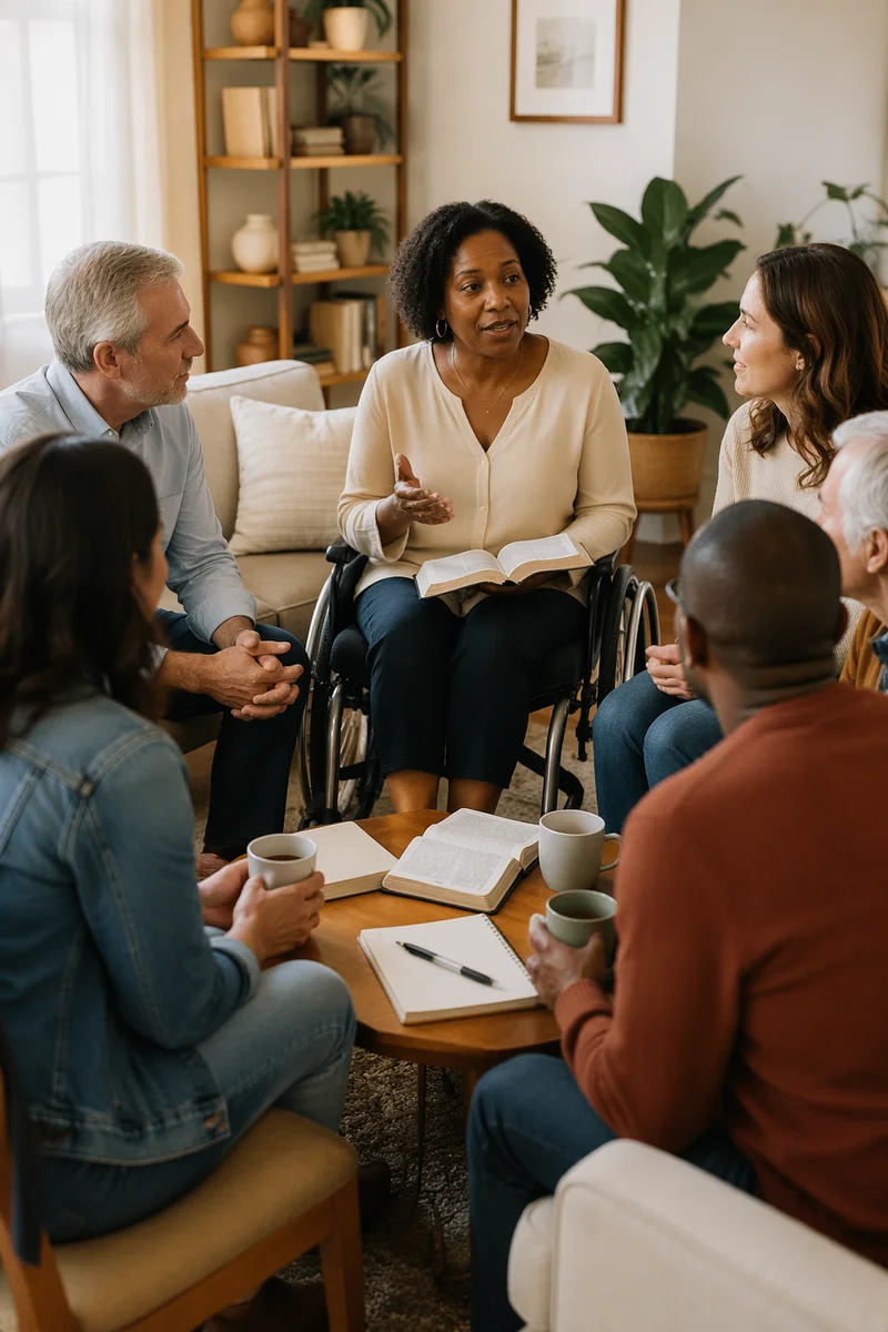Wheelchair User Leading Group Discussion at Home