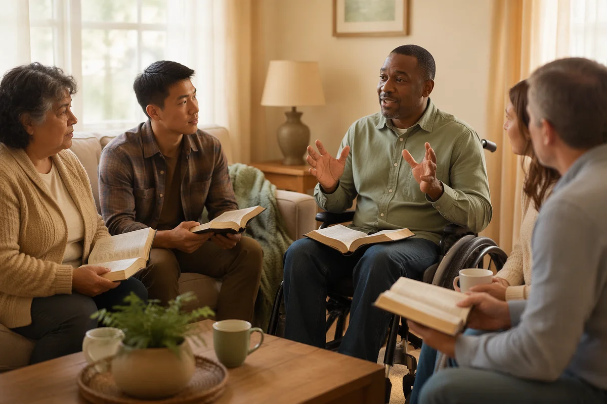 Wheelchair User Leading Group Discussion at Home