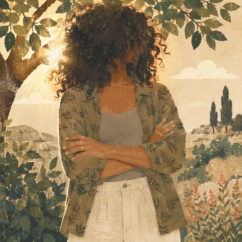 Confident Woman Portrait in Earthy Sunlight