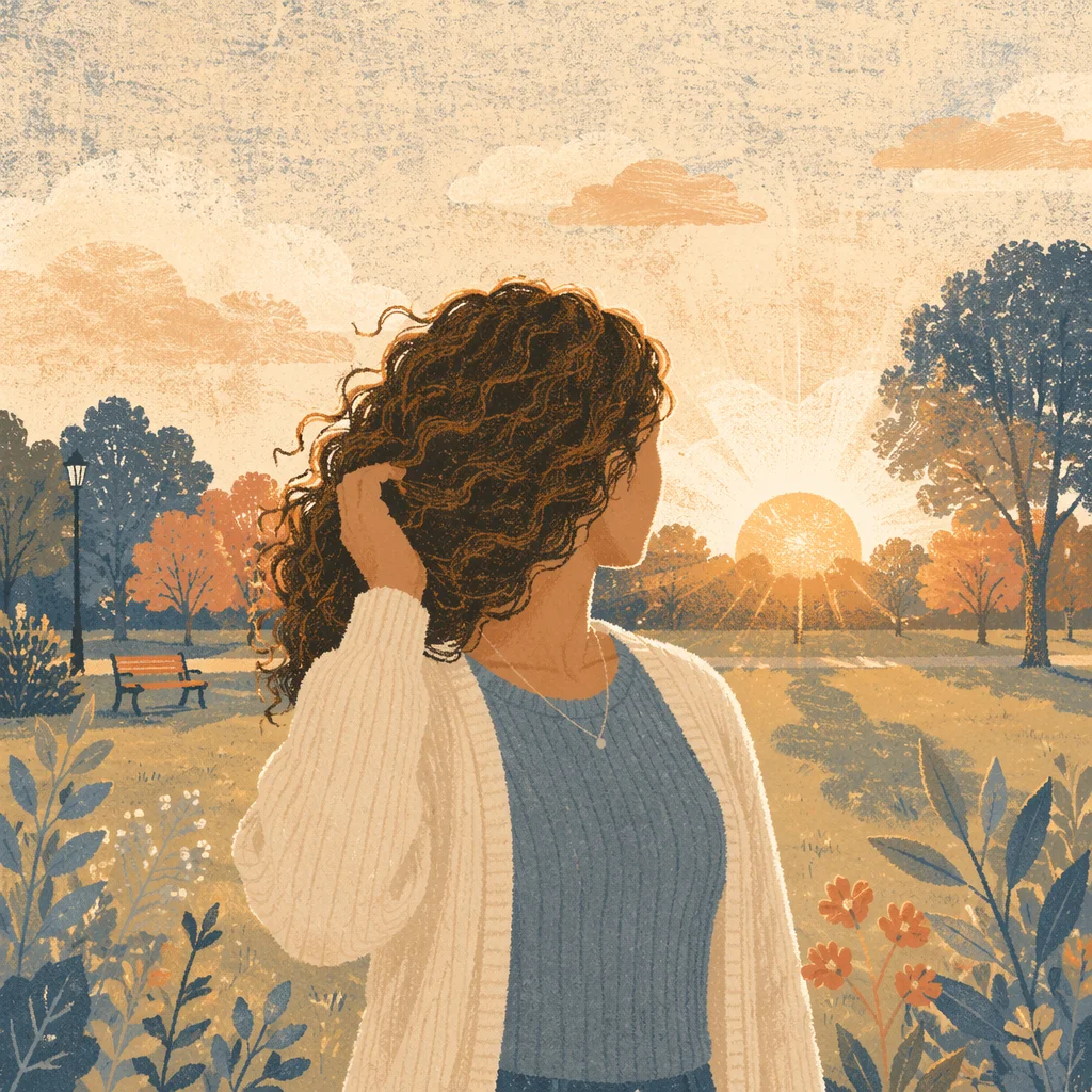 Confident Woman Portrait in Evening Park