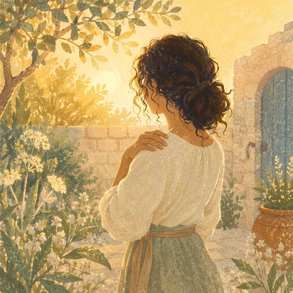 Confident Woman in Morning Garden Light