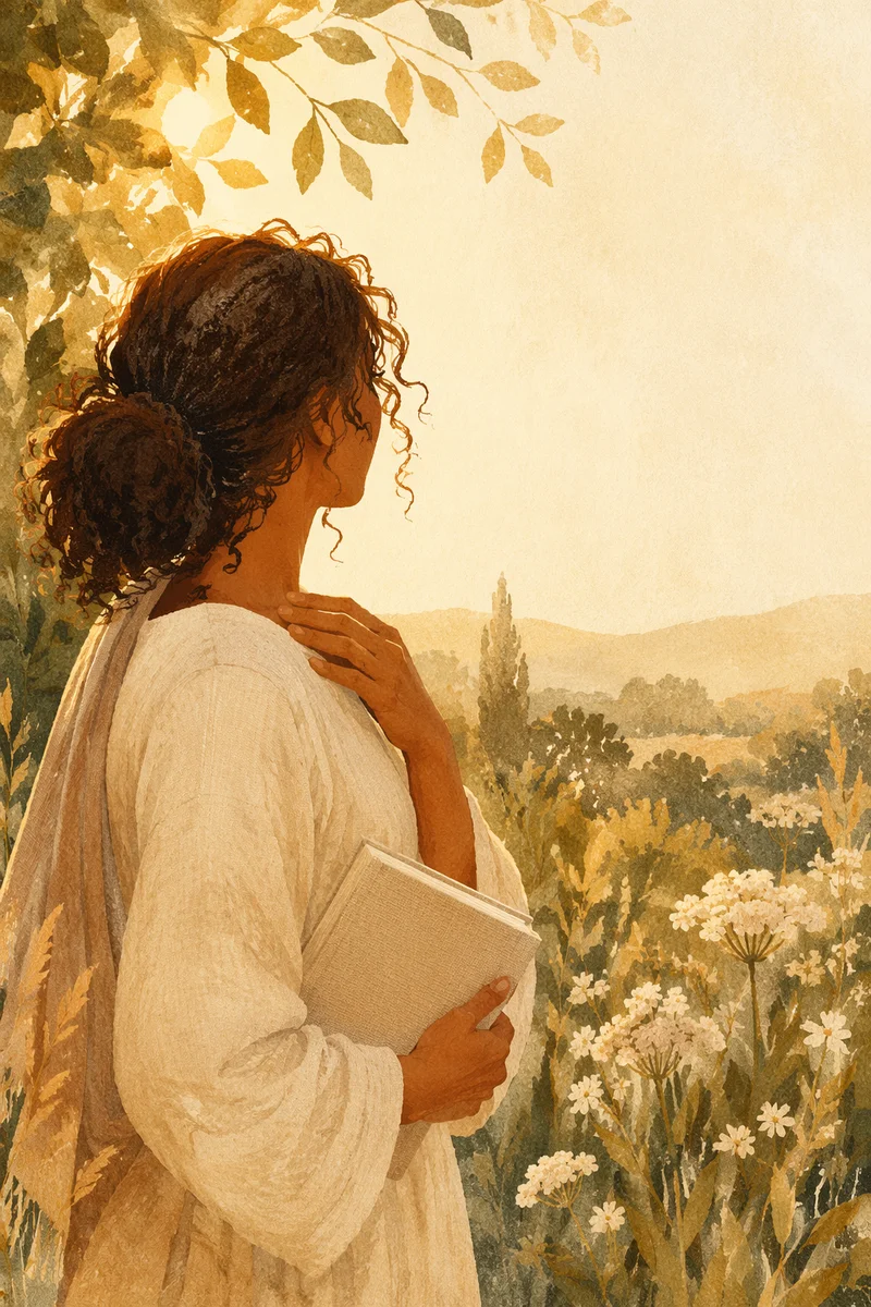 Confident Woman in Golden Garden Light