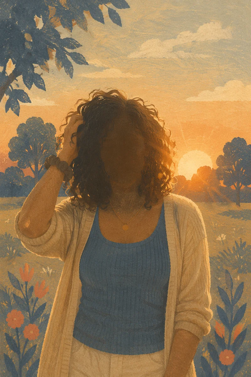 Confident Woman Sunset Park Portrait